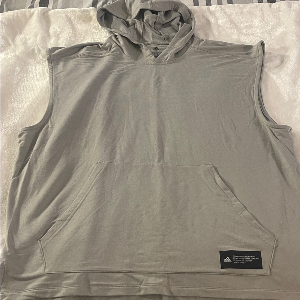 Adidas Light Gray Hooded Sleeveless Top